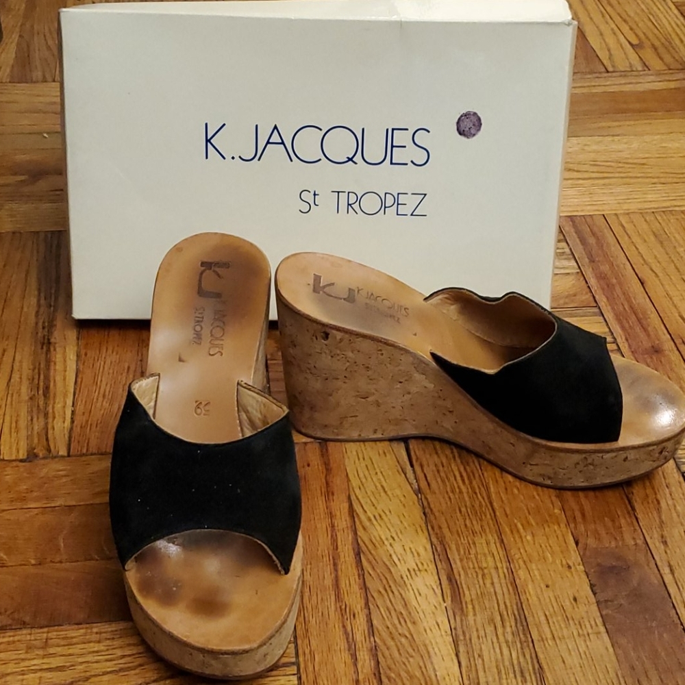 K. Jacques St. Tropez black suede platform mules-9